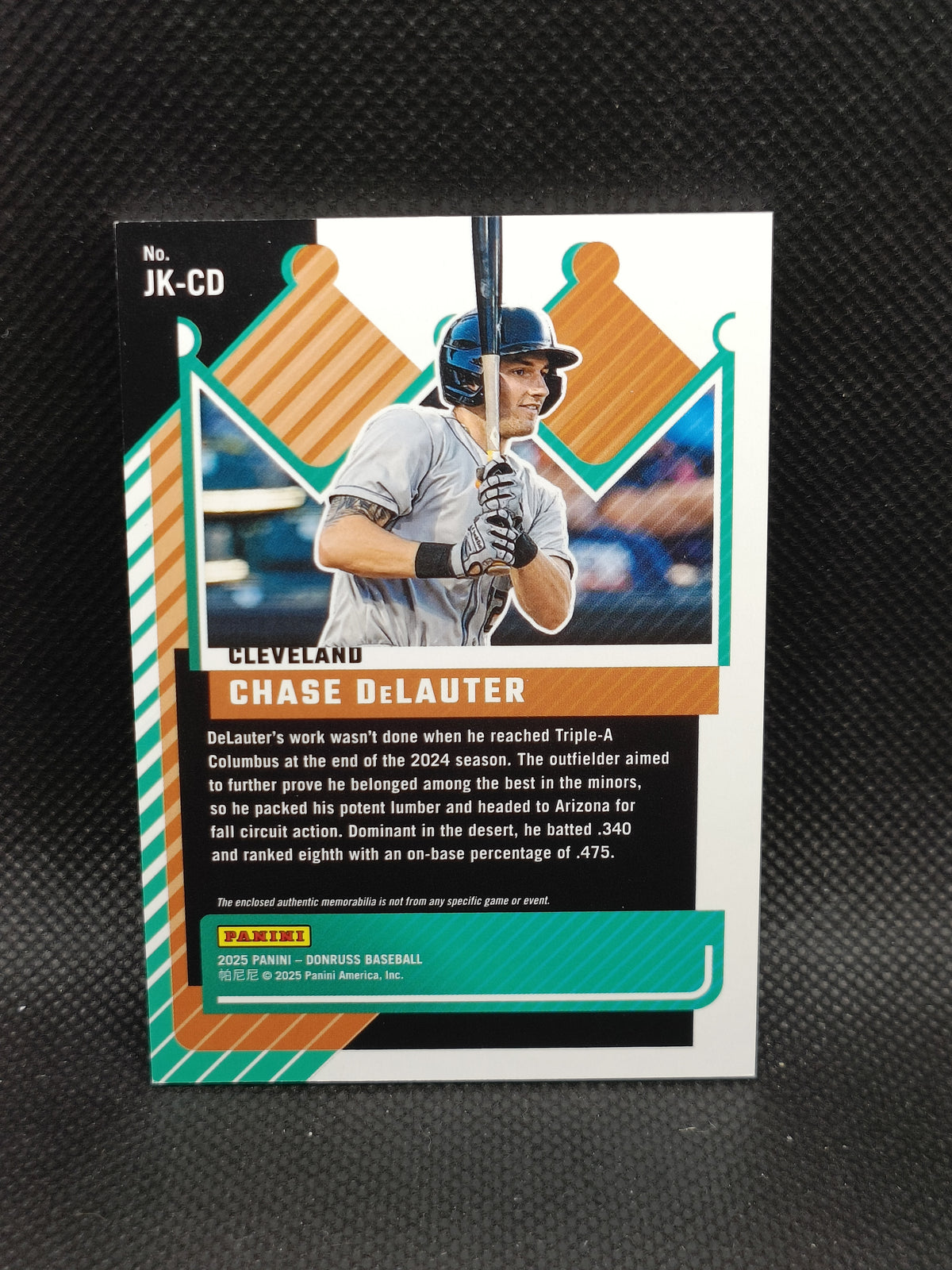 Chase DeLauter - 2025 Panini Donruss Jersey Kings Relic - Cleveland Guardians