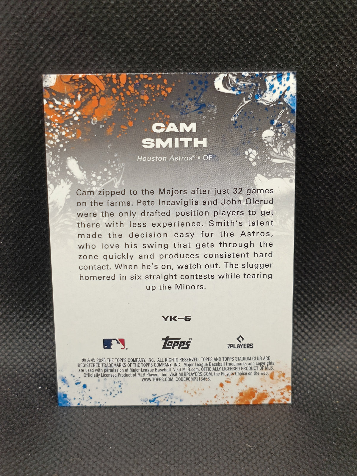 Cam Smith - 2025 Topps Stadium Club Rookie Yours For The Taking - Houston Astros