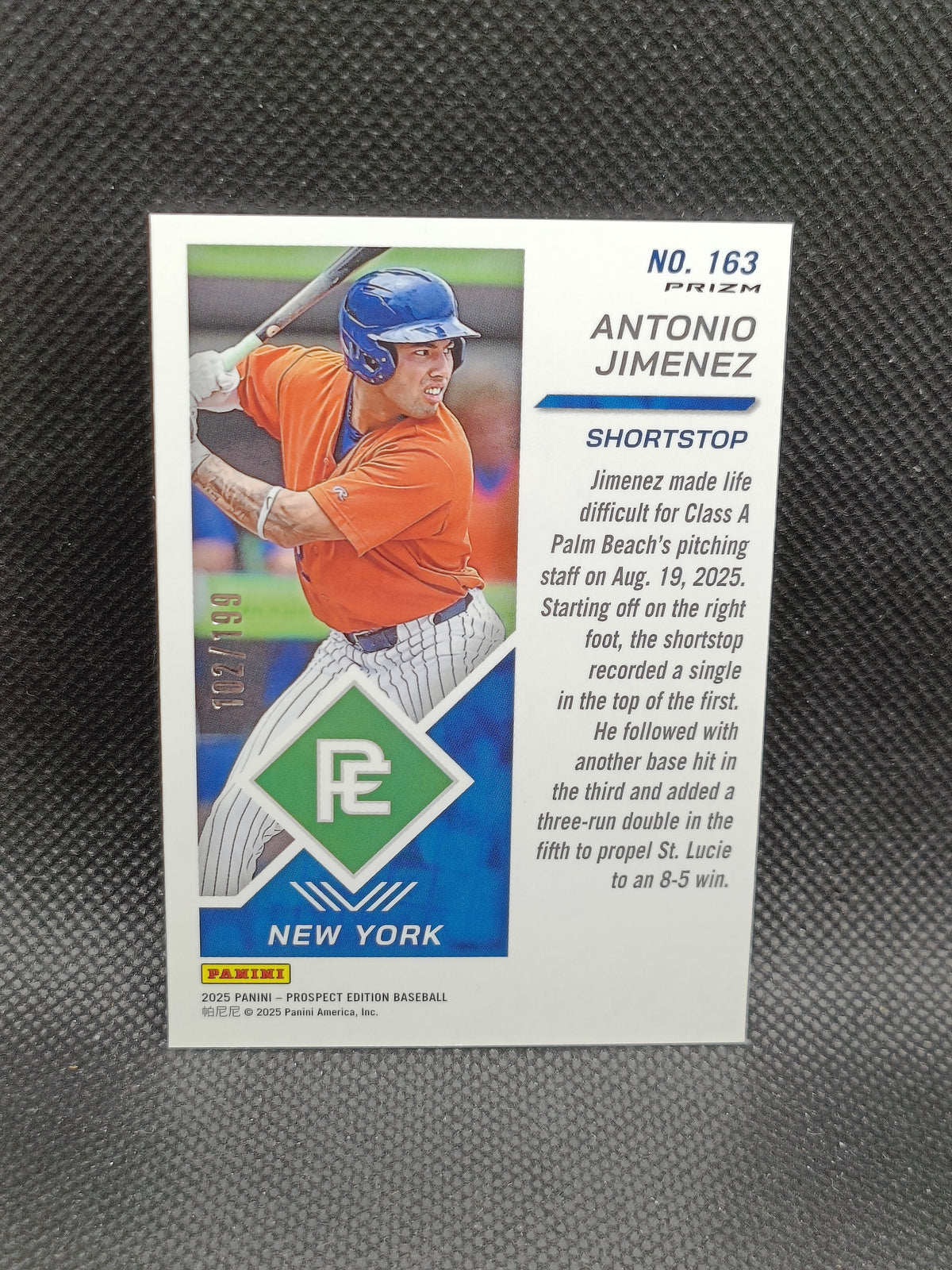 Antonio Jimenez - 2025 Panini Prospect Edition Red Prizm /199 - New York Mets