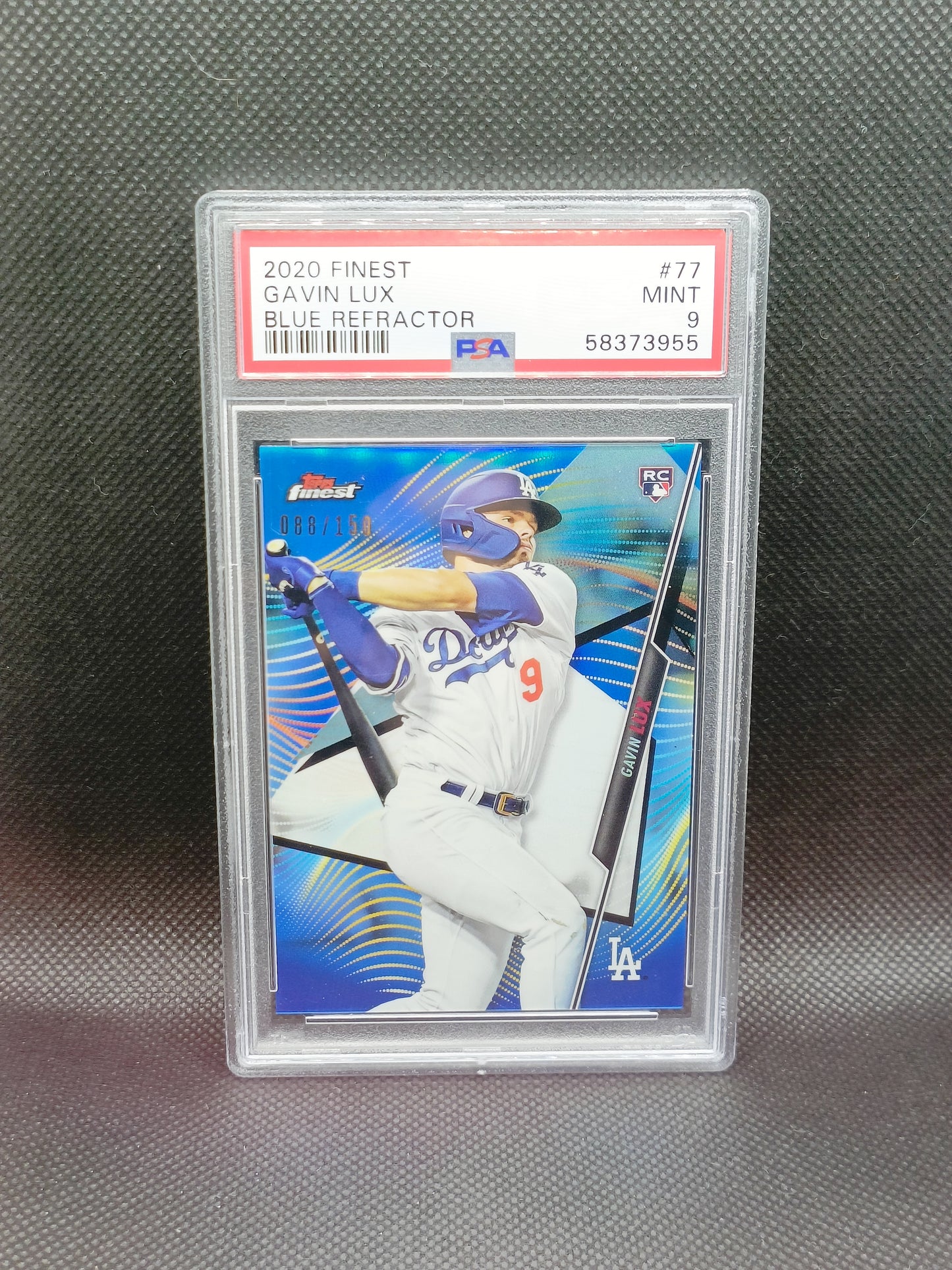 Gavin Lux - 2020 Topps Finest Rookie Blue Refractor /150 - PSA 9 - LA Dodgers