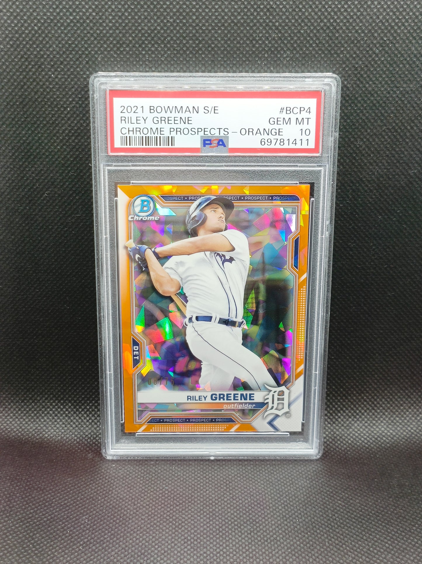Riley Greene - 2021 Bowman Sapphire Orange /75 - PSA 10 - Detroit Tigers