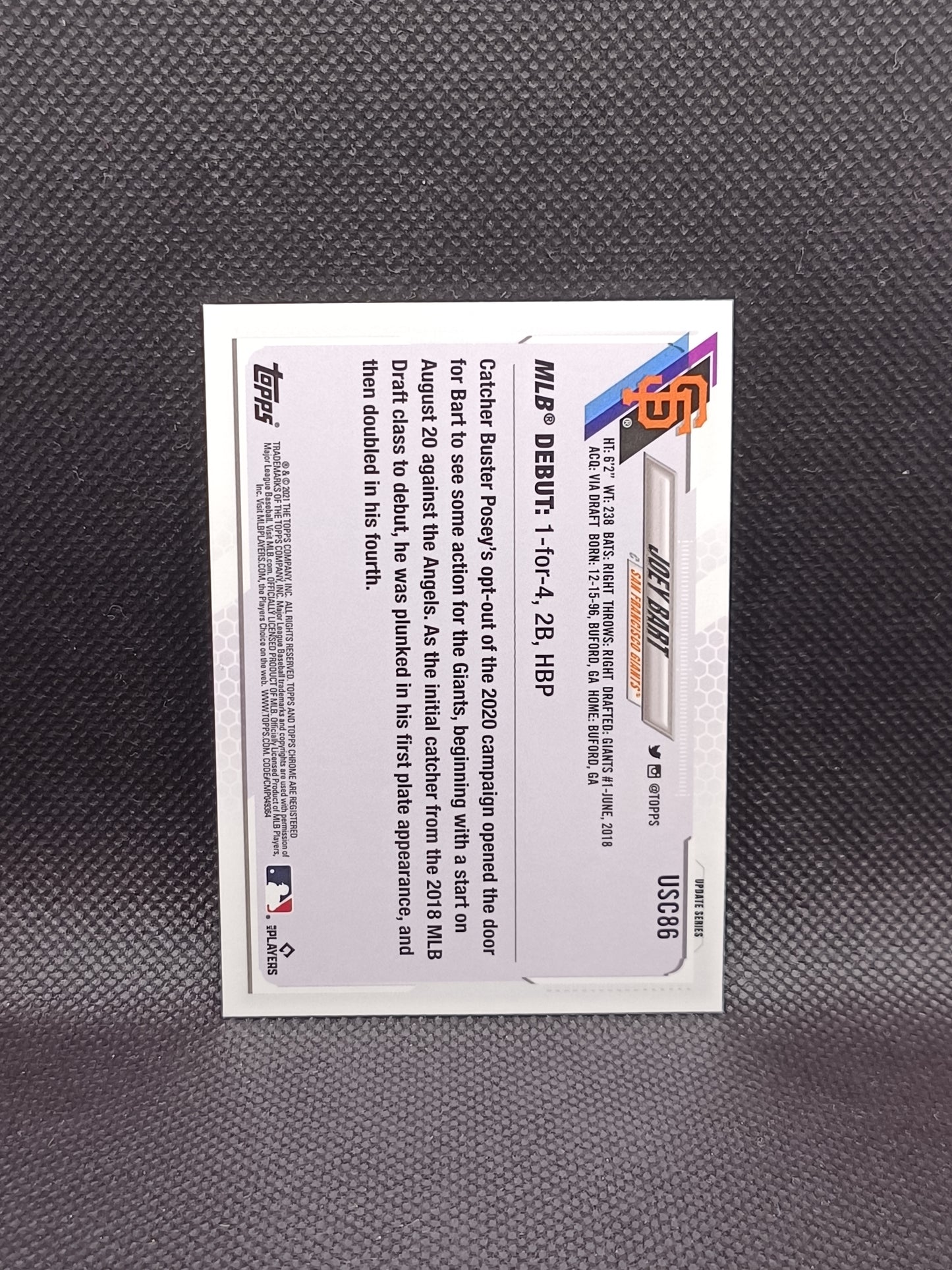 Joey Bart - 2021 Topps Chrome Update Rookie Debut - San Francisco Giants