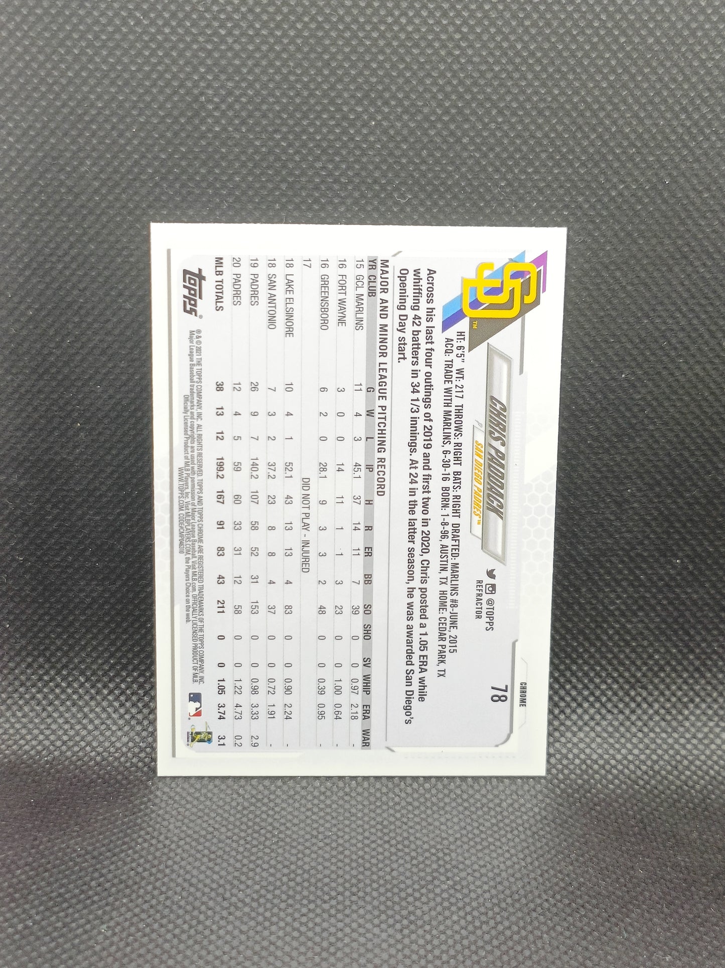 Chris Paddack - 2021 Topps Chrome Sepia - San Diego Padres