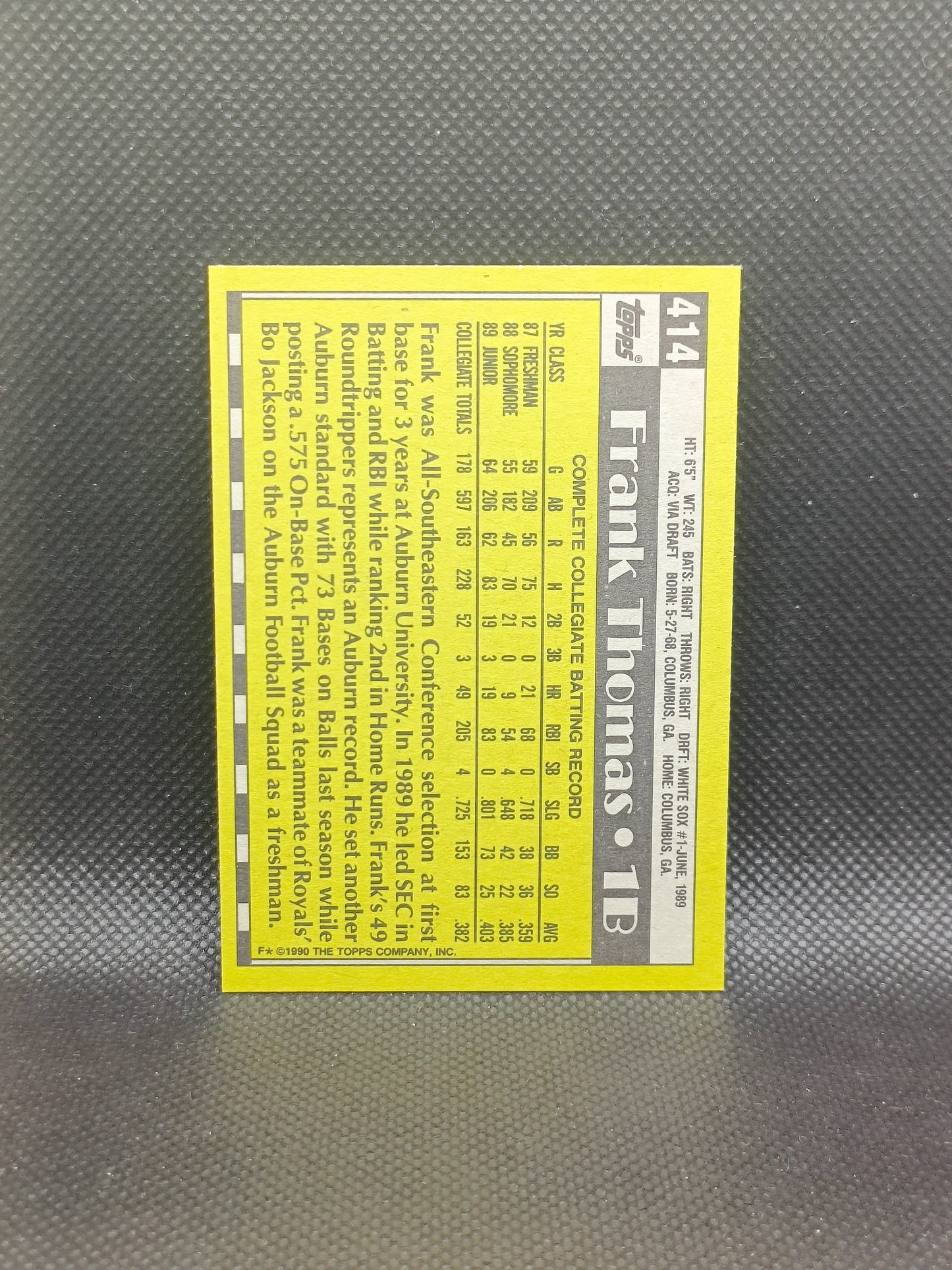 Frank Thomas - 1990 Topps 1st Draft Pick Rookie - Chicago White Sox