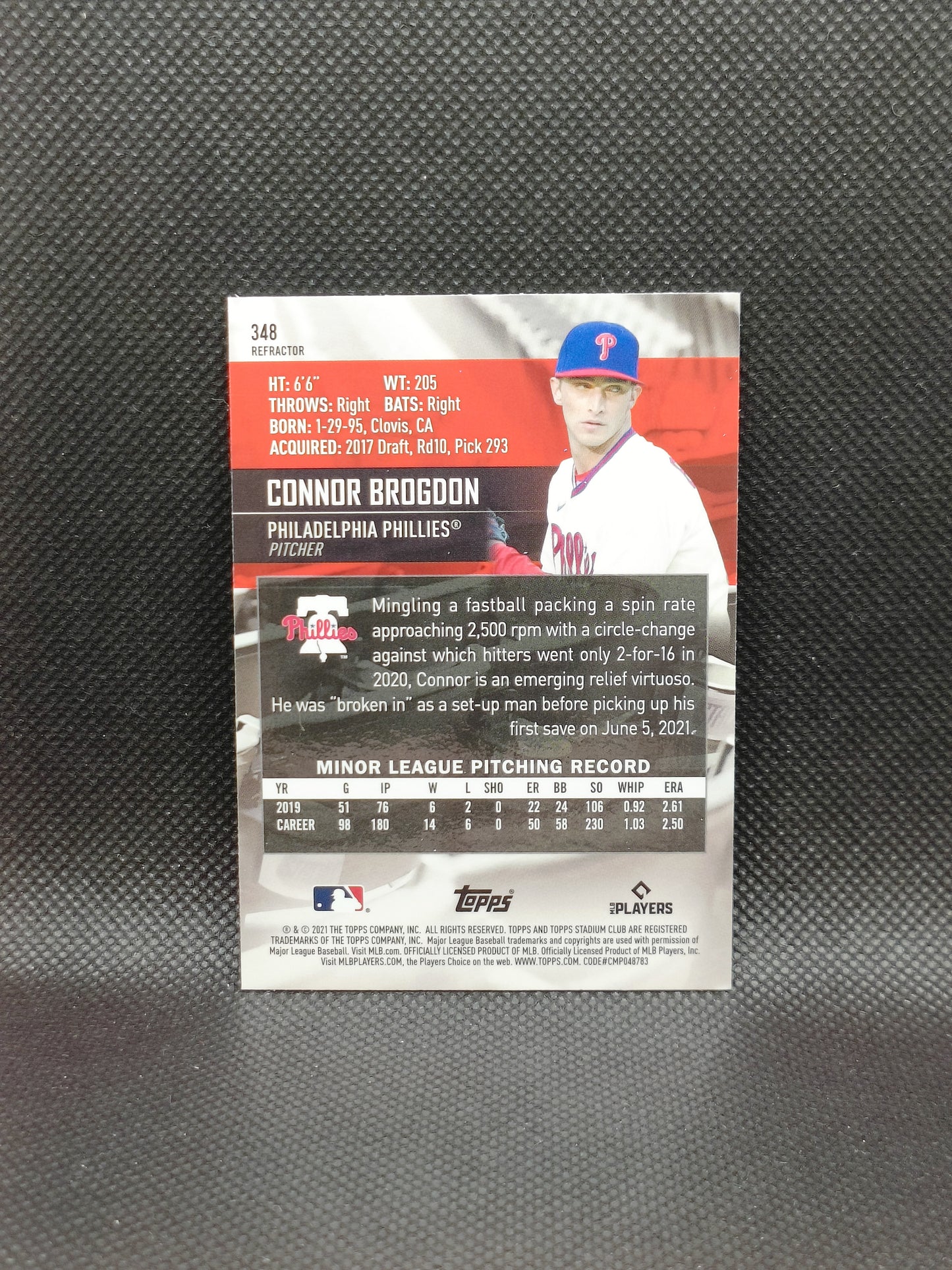 Connor Brogdon - 2021 Topps Stadium Club Chrome Rookie Refractor - Philadelphia Phillies
