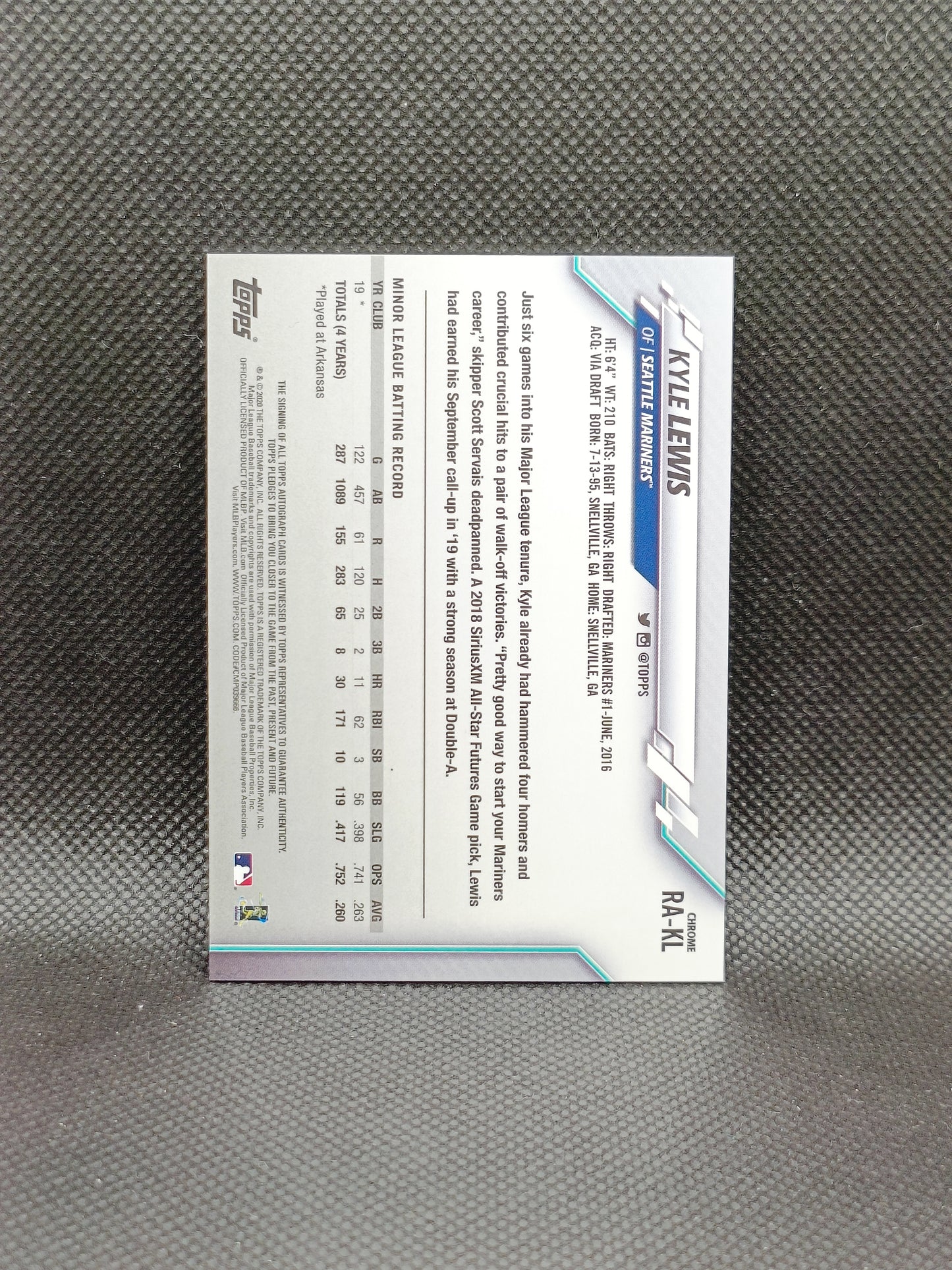 Kyle Lewis - 2020 Topps Chrome Rookie Auto - Seattle Mariners