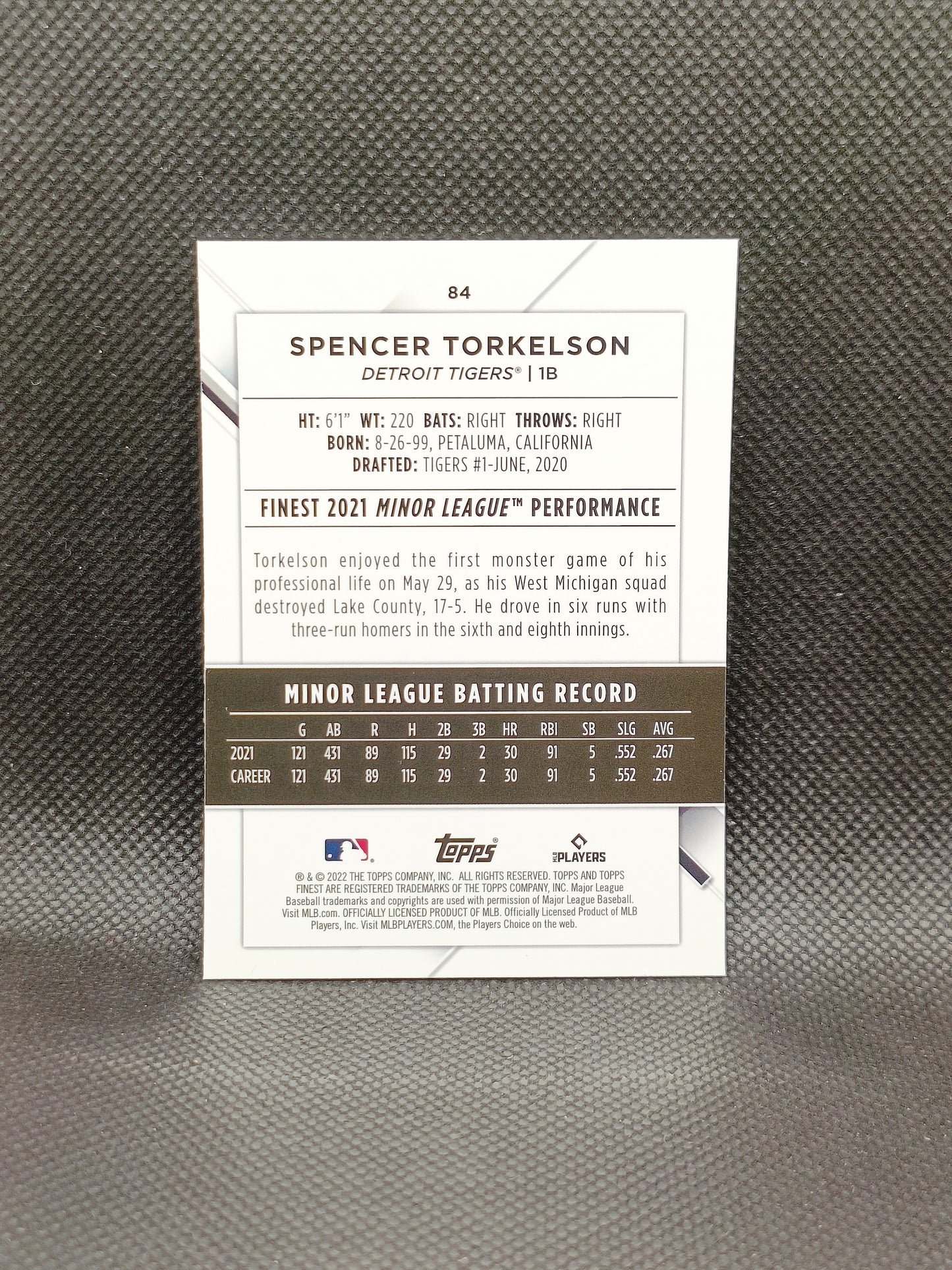 Spencer Torkelson - 2022 Topps Finest Rookie - Detroit Tigers