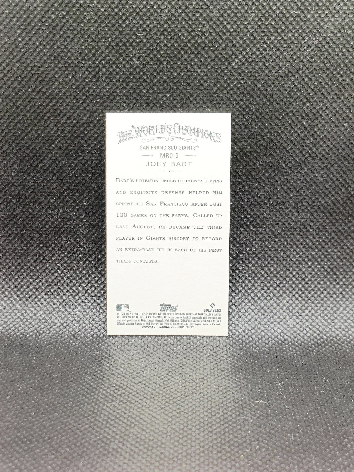 Joey Bart - 2021 Allen & Ginter Rookie Mini Design Variation - San Francisco Giants
