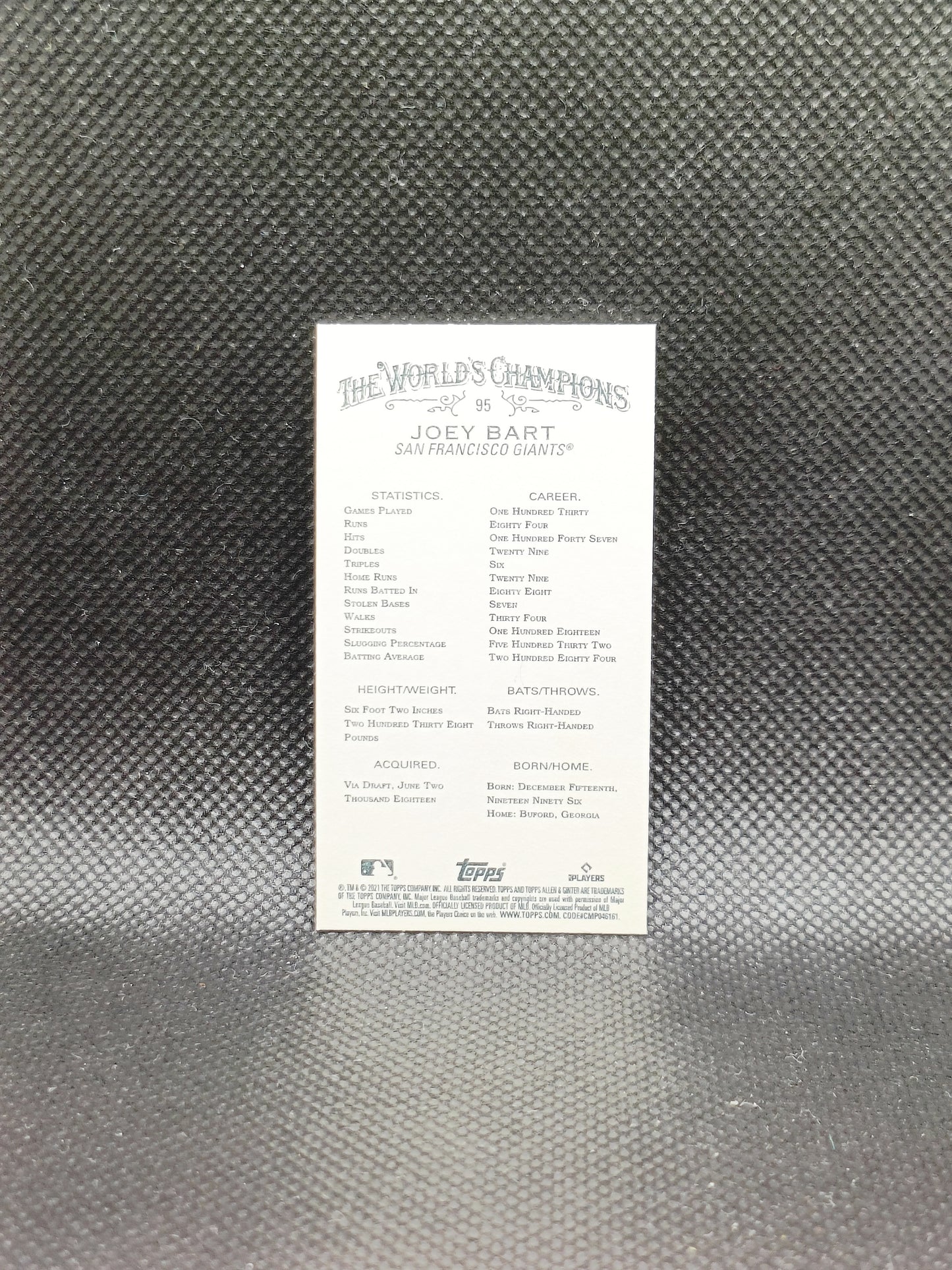 Joey Bart - 2021 Allen & Ginter Rookie Mini - San Francisco Giants