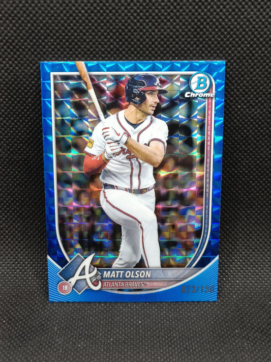 Matt Olson - 2025 Bowman Chrome Blue Geometric Refractor /150 - Atlanta Braves