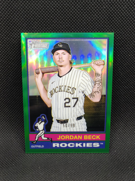 Jordan Beck - 2025 Topps Heritage High Number Green Chrome Refractor /99 - Colorado Rockies
