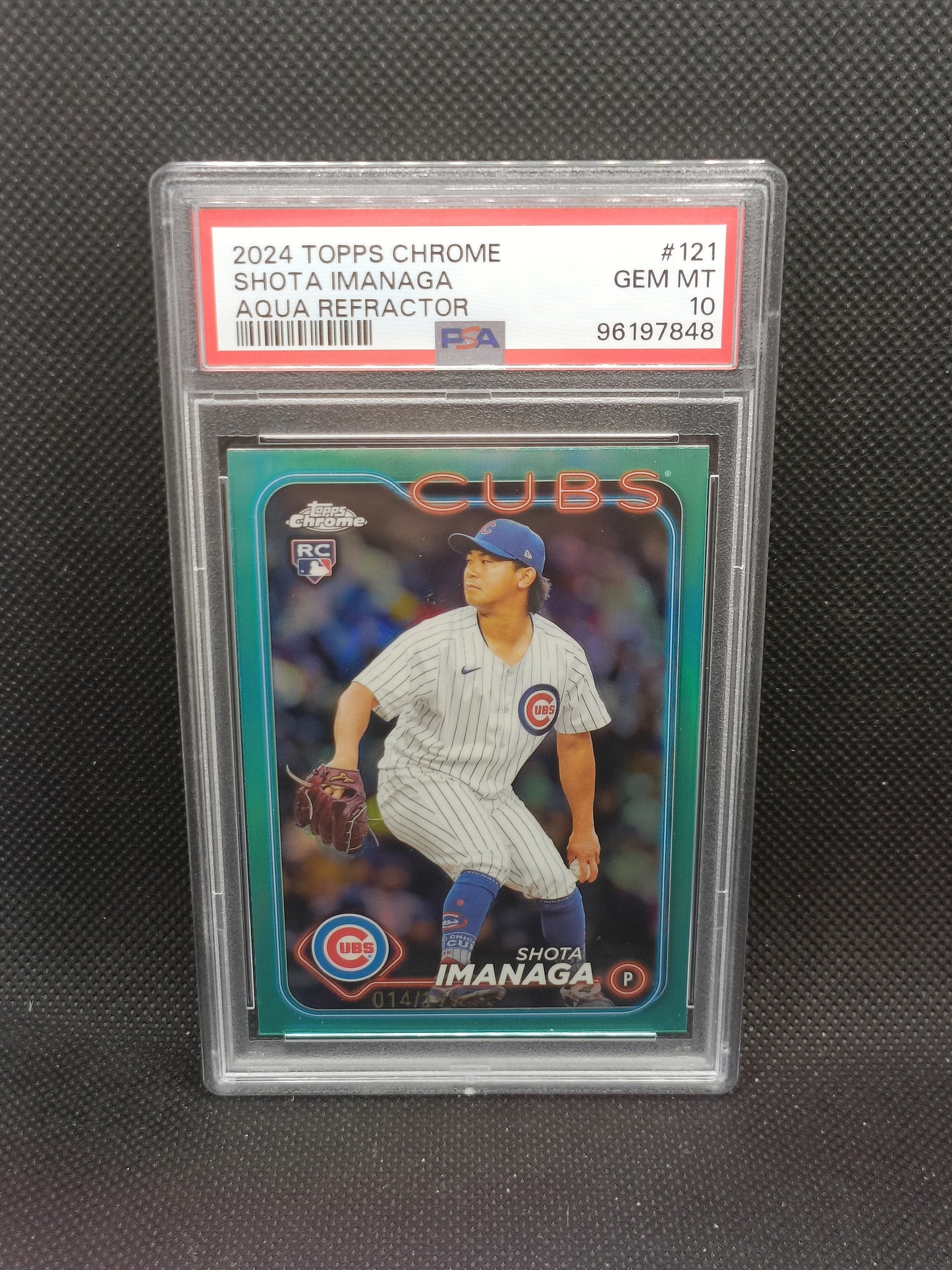 Shota Imanaga - 2024 Topps Chrome Rookie Aqua Refractor /199 - PSA 10 - Chicago Cubs