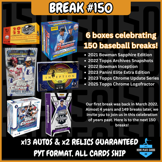 Break #150 - Six Box Celebration Break - 13 Autos & 2 Relics - Full PYT