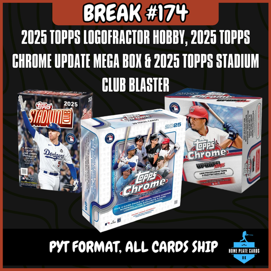 Break #174 - 2025 Topps 3-Box Mixer (Logofractor, Chrome Update & Stadium Club) - Full PYT
