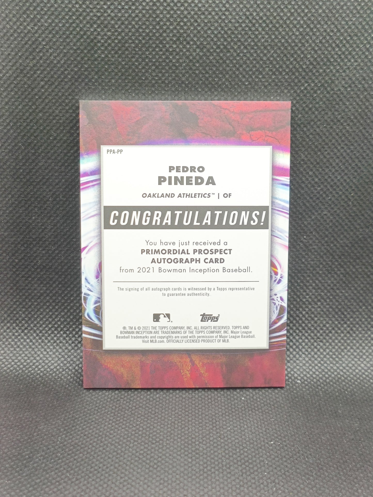 Pedro Pineda - 2021 Bowman Inception Primordial Prospect Auto /99 - Oakland Athletics