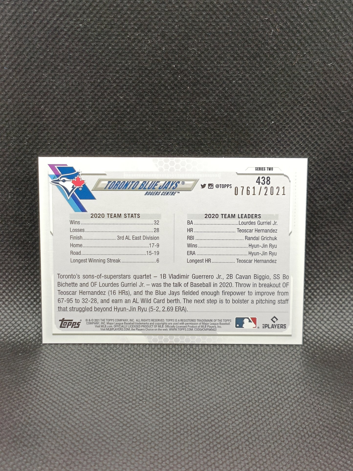 Team Card - 2021 Topps Series Two Gold /2021 - Toronto Blue Jays
