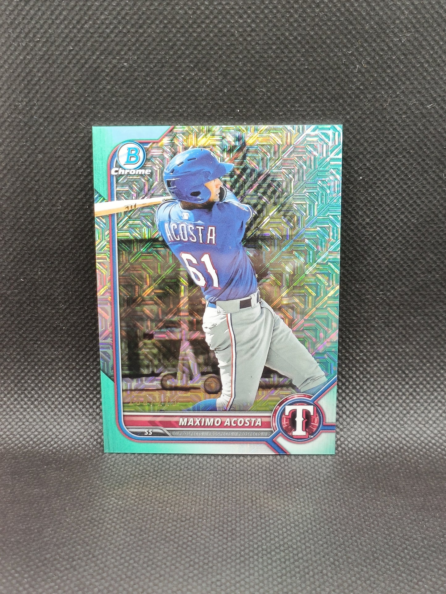 Maximo Acosta - 2022 Bowman Chrome Aqua Mojo Refractor /225 - Texas Rangers