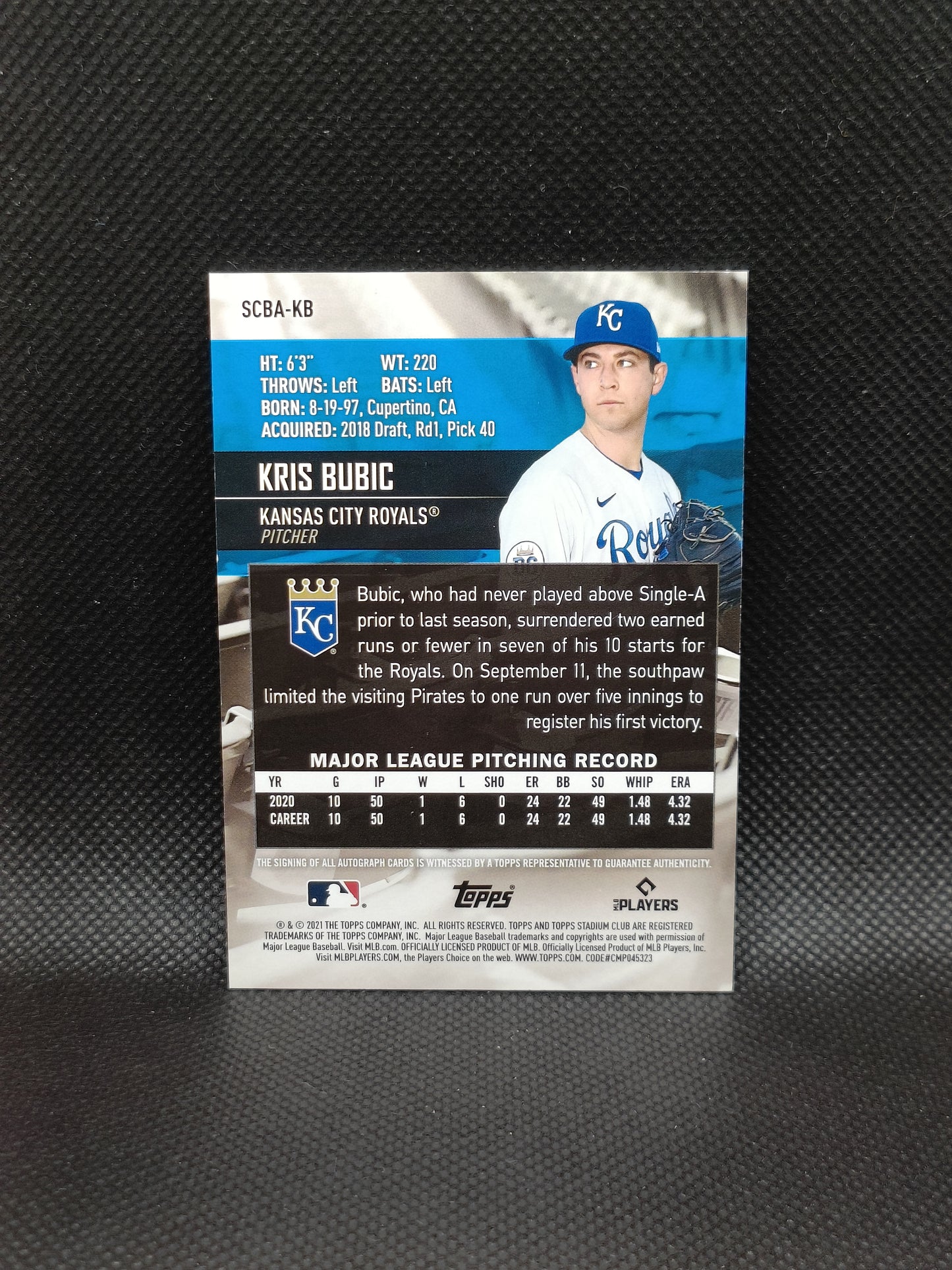 Kris Bubic - 2021 Topps Stadium Club Rookie Auto - Kansas City Royals