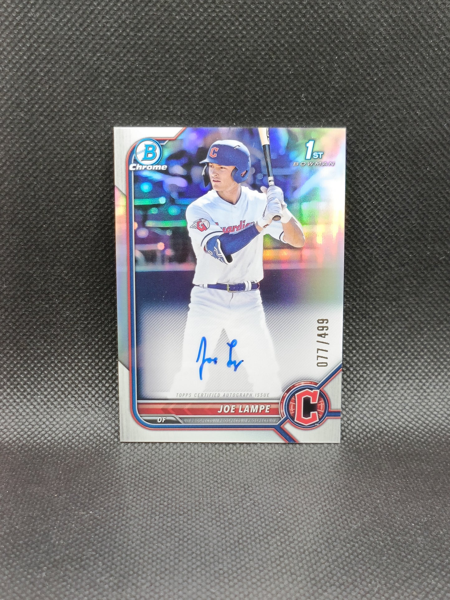 Joe Lampe - 2022 Bowman Draft Chrome 1st Bowman Auto Refractor /499 - Cleveland Guardians