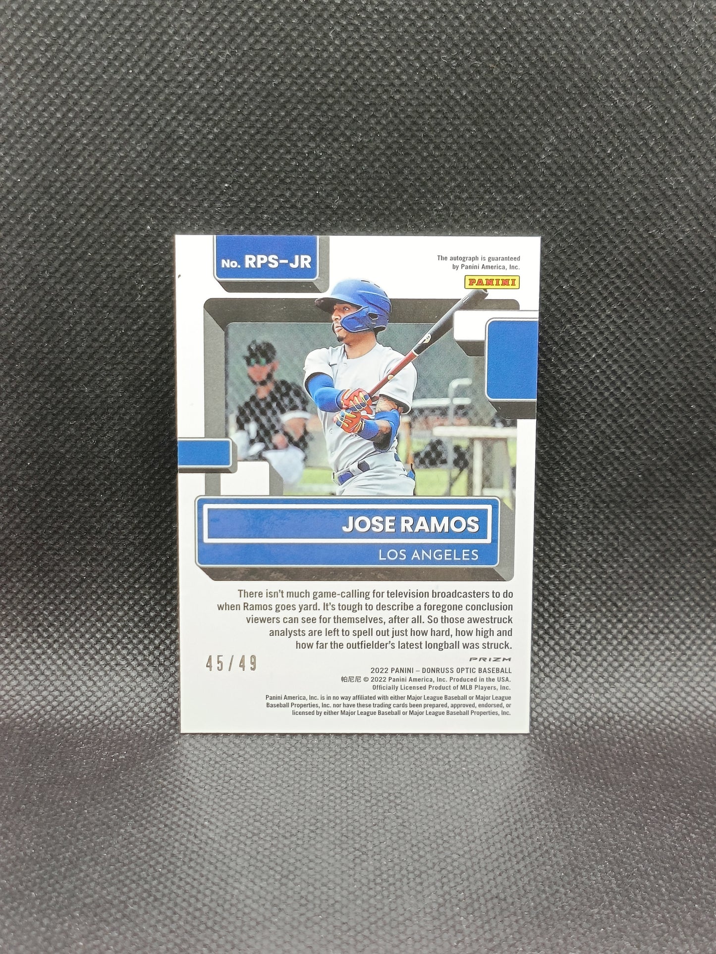 Jose Ramos - 2022 Panini Donruss Optic Baseball Auto /49 - LA Dodgers