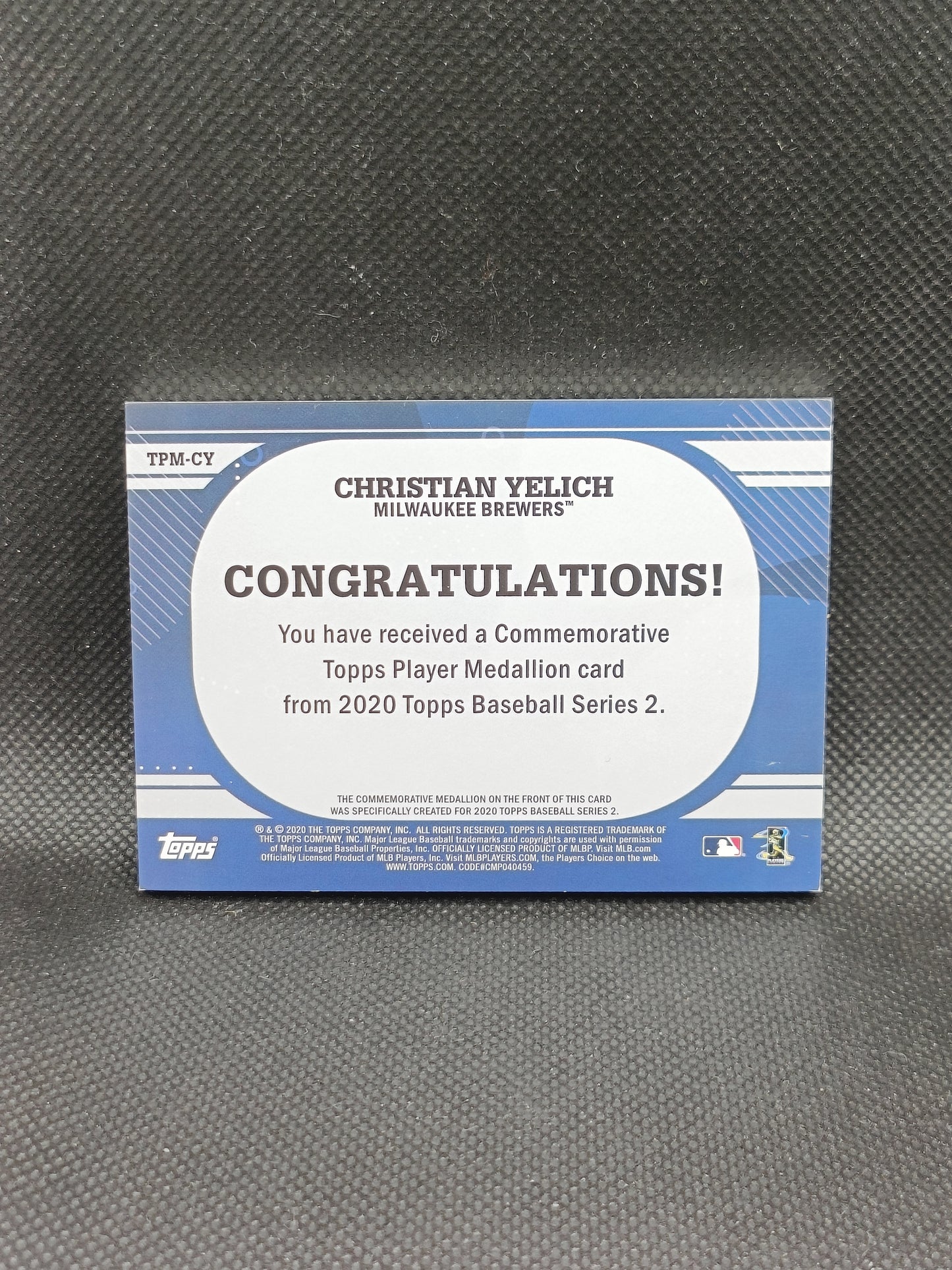 Christian Yelich - 2020 Topps Series Two Player Medallion - Milwaukee Brewers