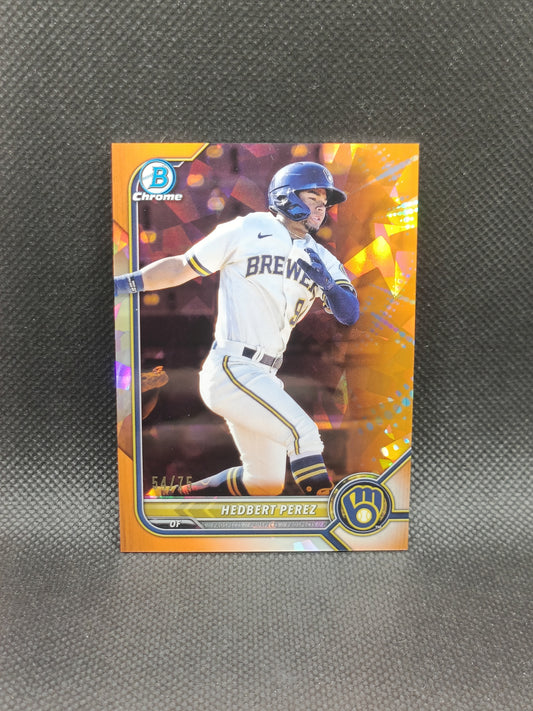 Hedbert Perez - 2022 Bowman Chrome Sapphire Edition Orange /75 - Milwaukee Brewers