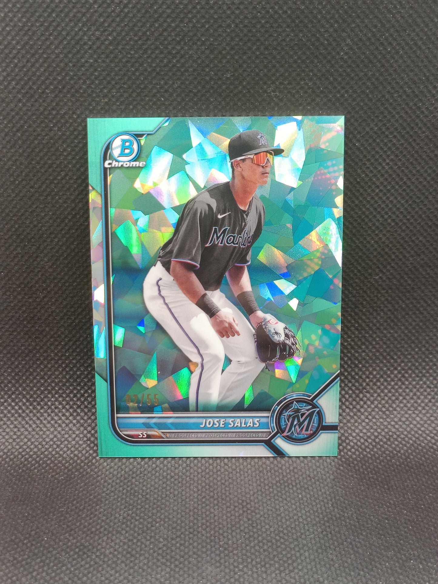 Jose Salas - 2022 Bowman Chrome Sapphire Edition Aqua /55 - Miami Marlins