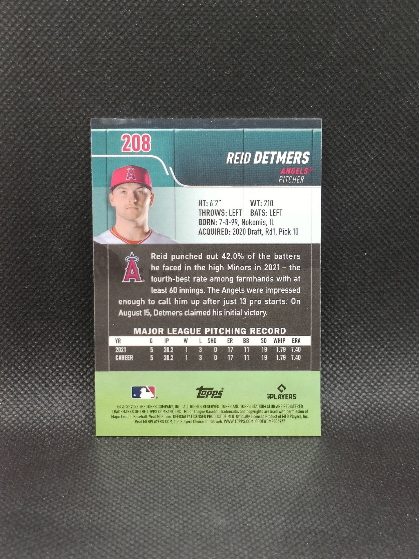 Reid Detmers - 2022 Topps Stadium Club Chrome Rookie - LA Angels