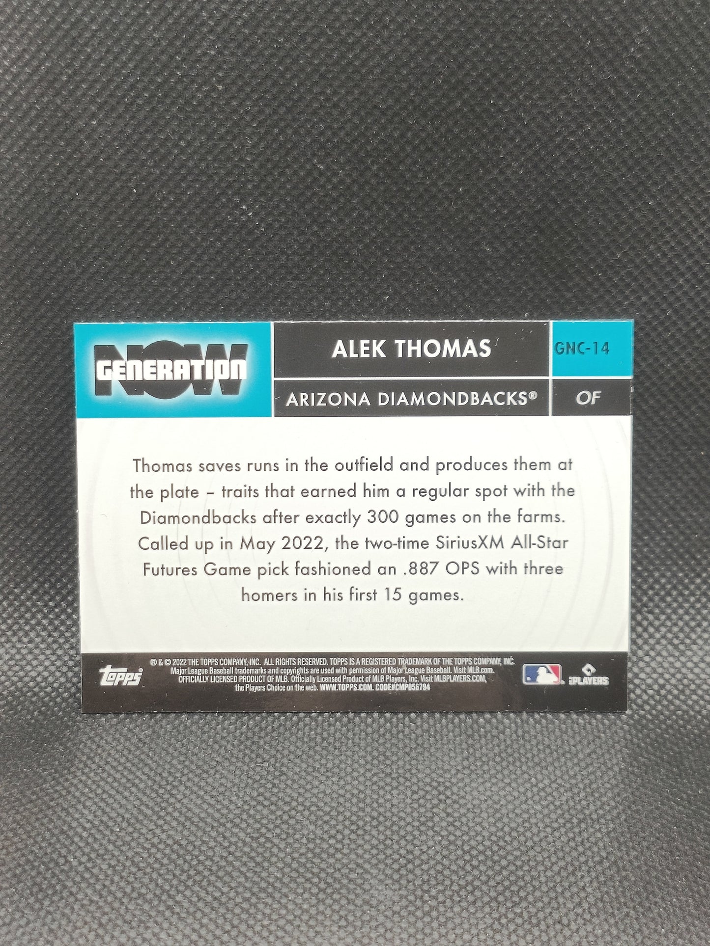 Alek Thomas - 2022 Topps Chrome Update Rookie Generation Now Insert - Arizona Diamondbacks