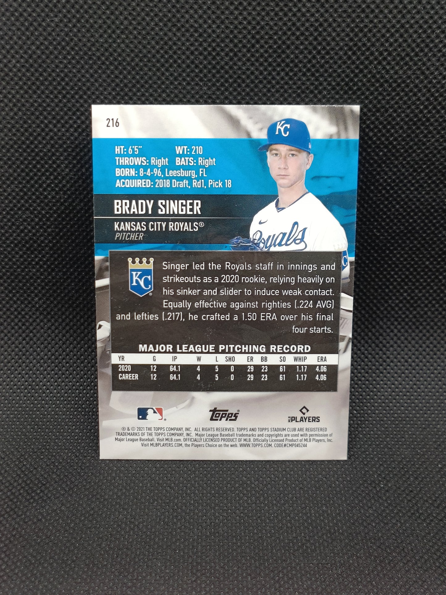 Brady Singer - 2021 Topps Stadium Club Rookie - Kansas City Royals