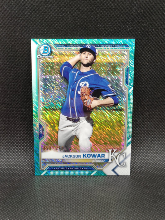 Jackson Kowar - 2021 Bowman Chrome Aqua Shimmer /125 - Kansas City Royals