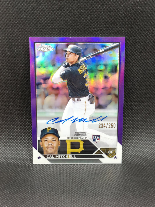 Cal Mitchell - 2023 Topps Chrome Rookie Auto Purple Refractor /250 - Pittsburgh Pirates