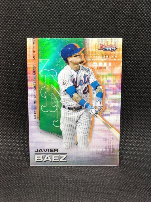 Javier Baez - 2021 Bowman's Best Green Refractor /99 - New York Mets