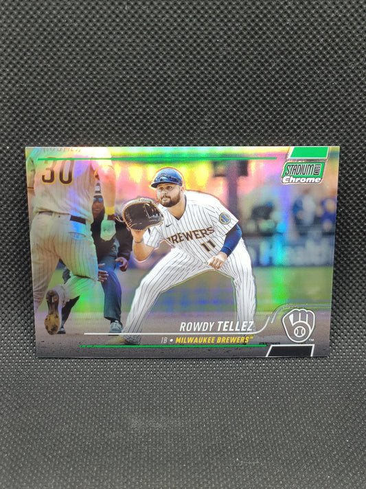 Rowdy Tellez - 2022 Topps Stadium Club Chrome Green Refractor /99 - Milwaukee Brewers