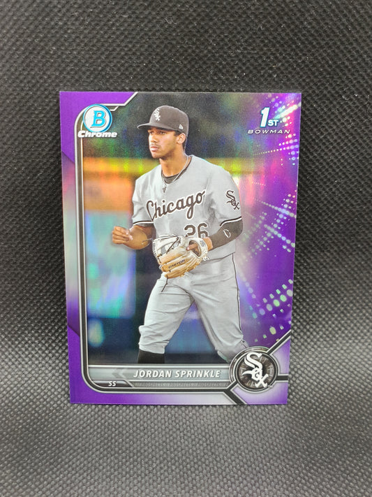 Jordan Sprinkle - 2022 Bowman Draft Chrome 1st Bowman Purple Refractor /250 - Chicago White Sox