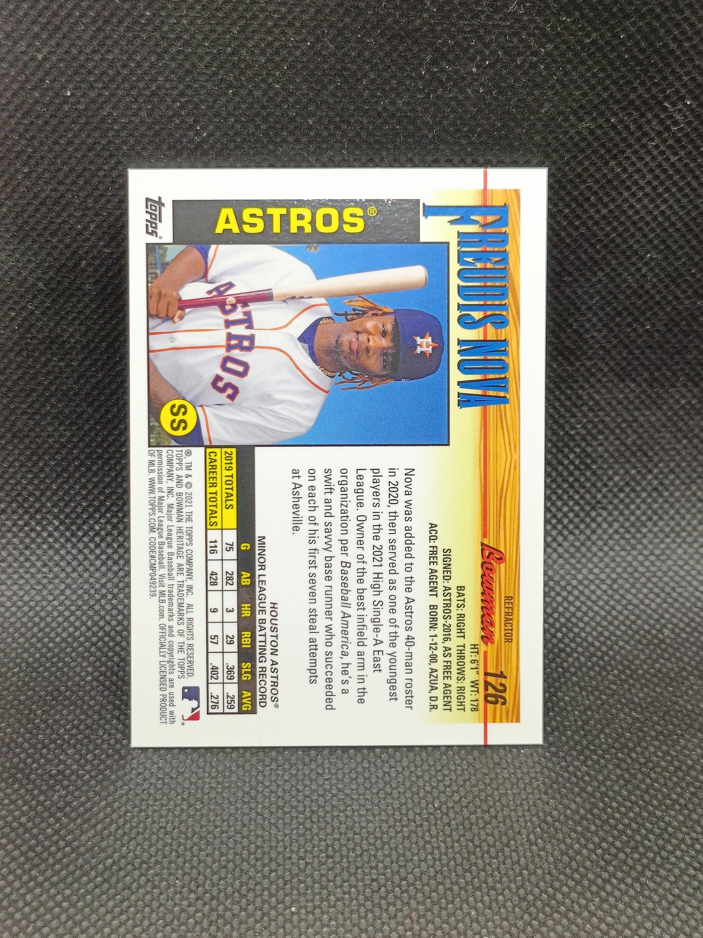 Freudis Nova - 2021 Bowman Heritage Chrome Refractor /199 - Houston Astros