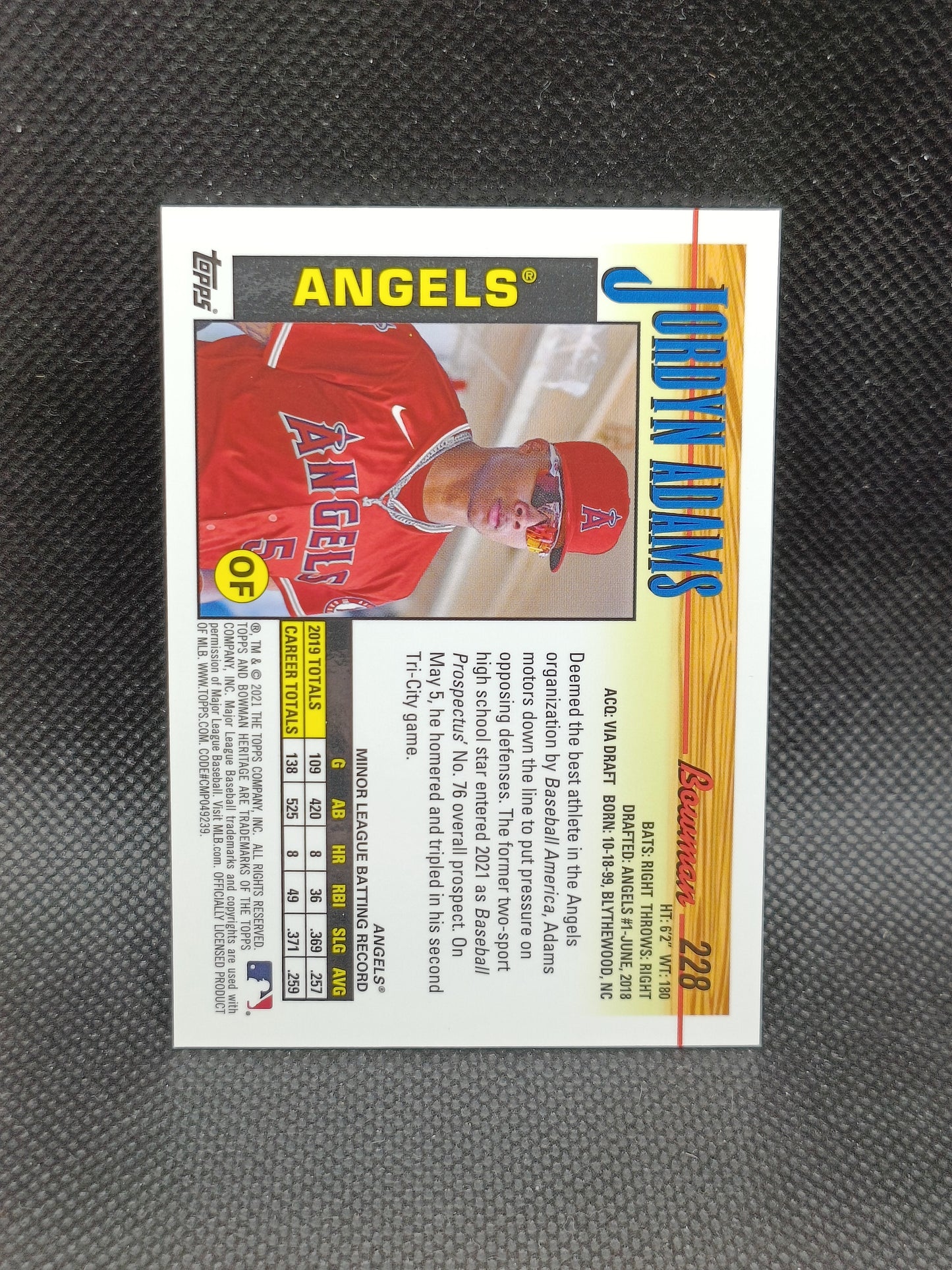 Jordyn Adams - 2021 Bowman Heritage Chrome Blue Refractor /99 - LA Angels