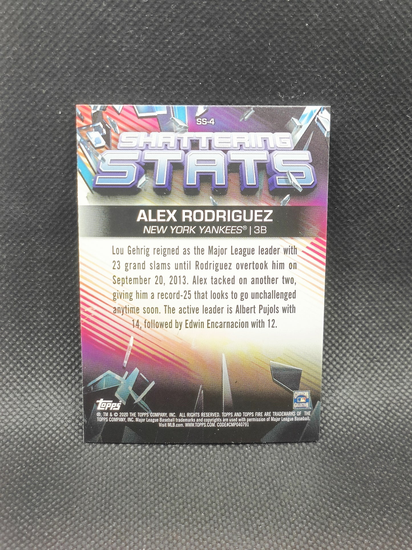 Alex Rodriguez - 2020 Topps Fire Shattering Stats Insert Gold Minted Foil - New York Yankees