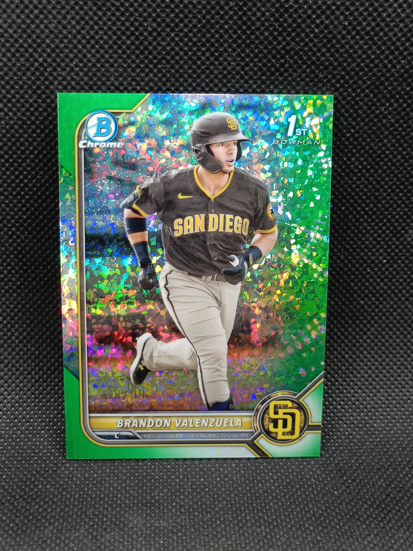 Brandon Valenzuela - 2022 Bowman Chrome 1st Bowman Green Mini Diamond Refractor /99 - San Diego Padres