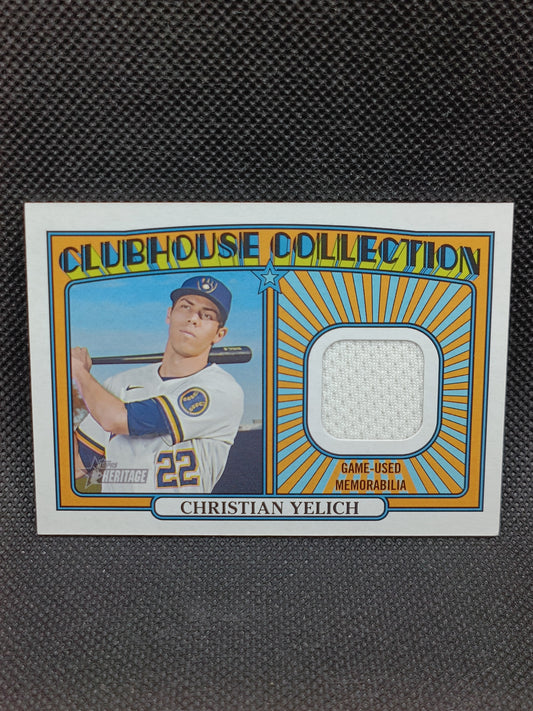 Christian Yelich - 2021 Topps Heritage High Number Clubhouse Collection Relic - Milwaukee Brewers