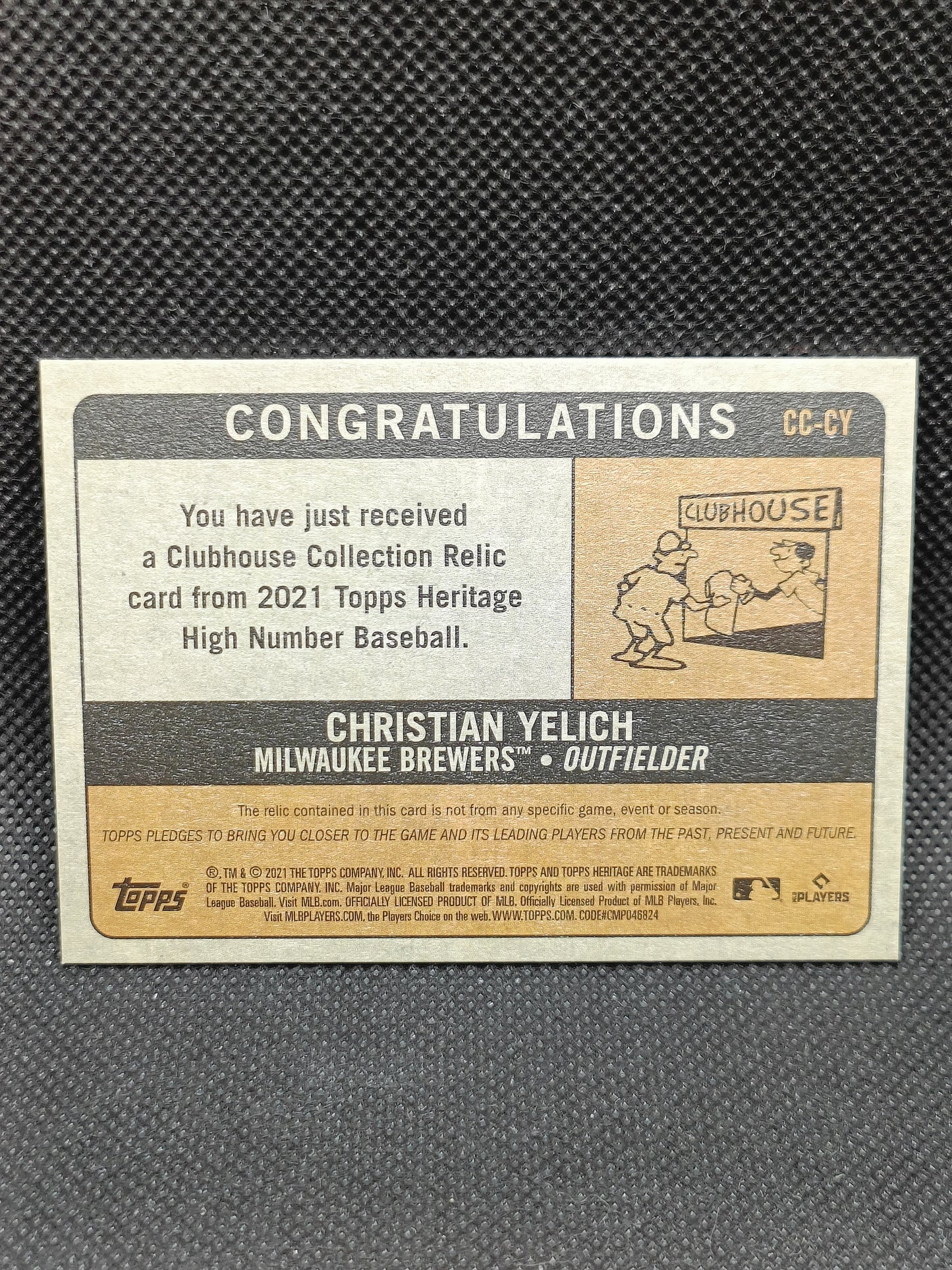 Christian Yelich - 2021 Topps Heritage High Number Clubhouse Collection Relic - Milwaukee Brewers