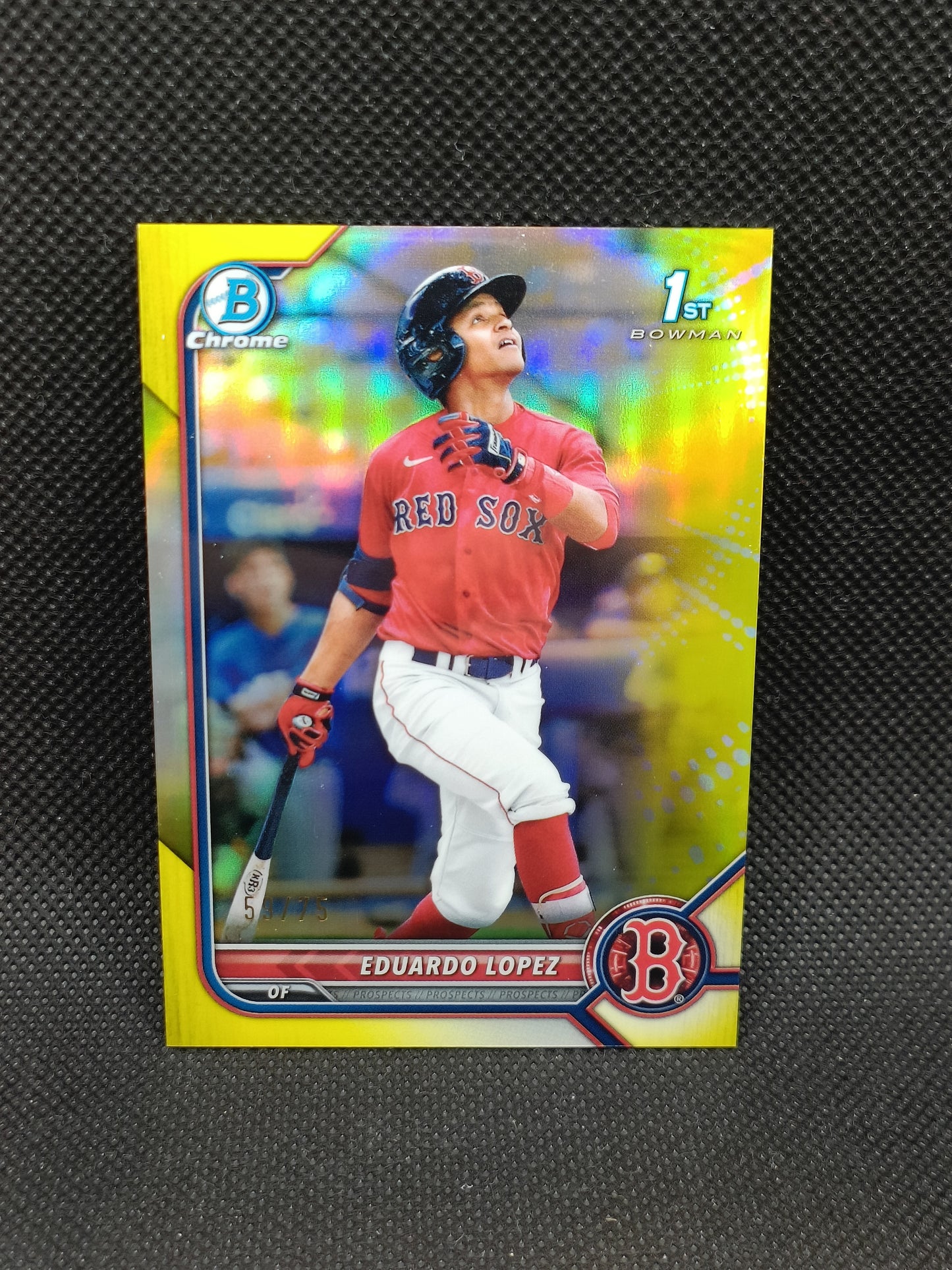 Eduardo Lopez - 2022 Bowman Chrome 1st Bowman Yellow Refractor /75 - Boston Red Sox