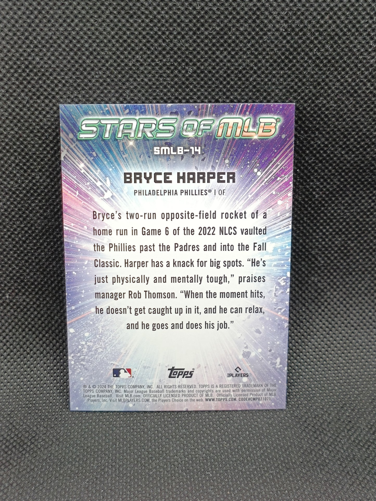 Bryce Harper - 2024 Topps Series One Stars Of MLB Insert - Philadelphia Phillies