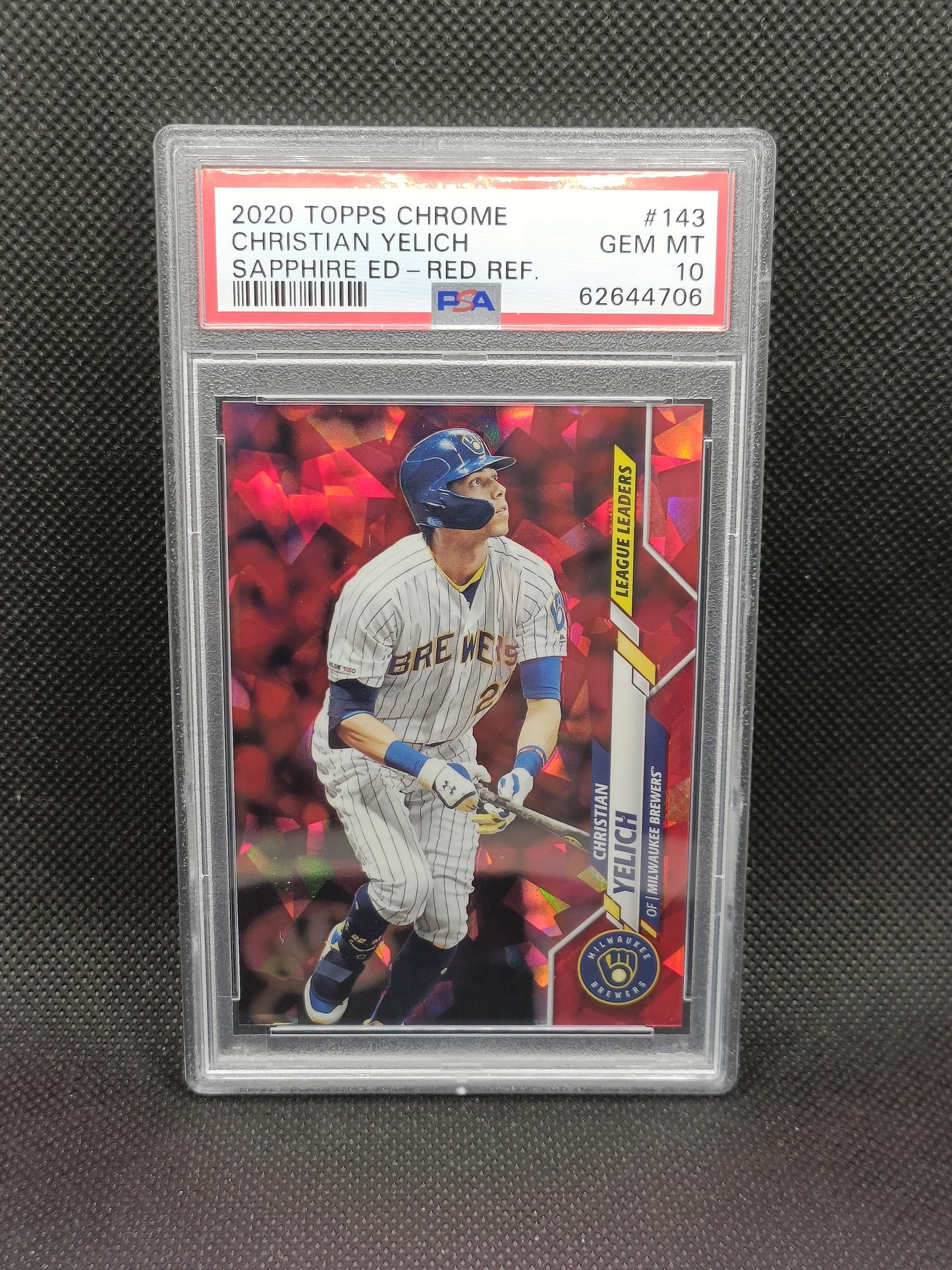 Christian Yelich - 2020 Topps Chrome Sapphire Edition Red /5 - PSA 10 - Milwaukee Brewers