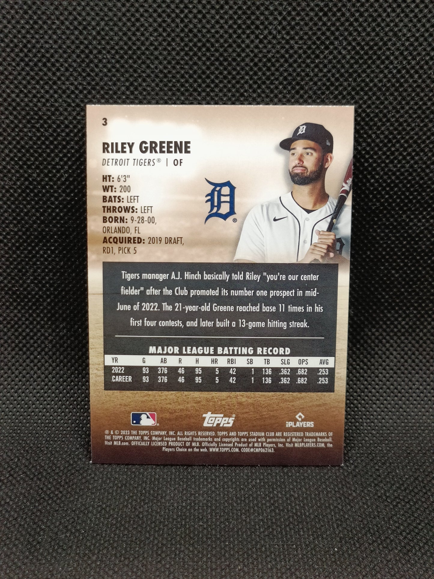 Riley Greene - 2023 Topps Stadium Club Rookie - Detroit Tigers