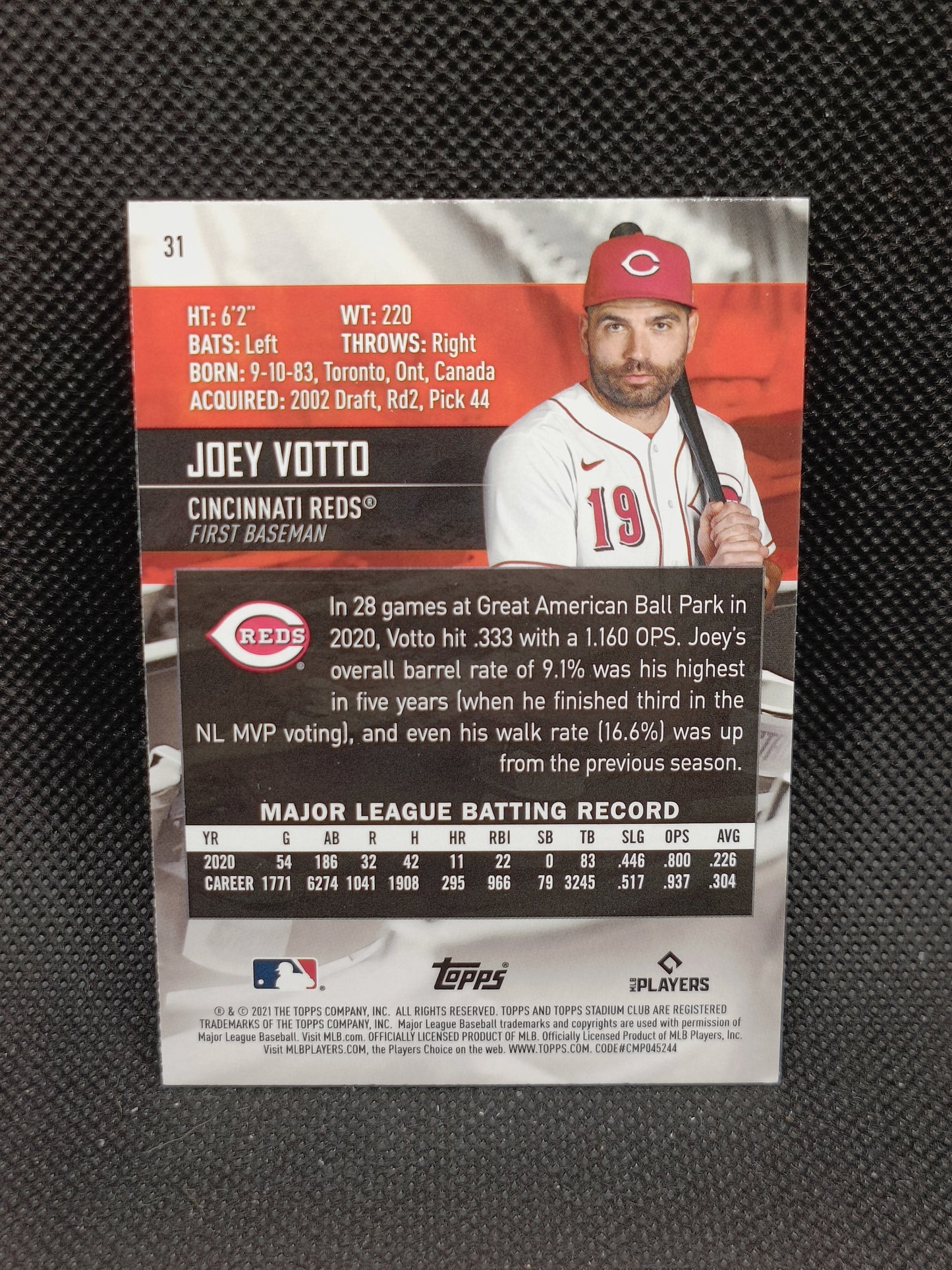 Joey Votto - 2021 Topps Stadium Club Red Foil - Cincinnati Reds