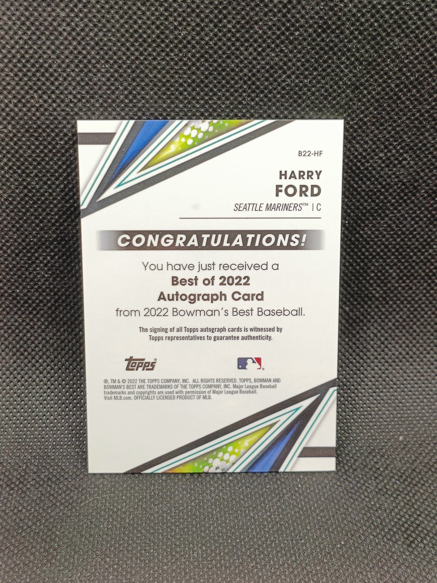 Harry Ford - 2022 Bowman's Best Auto - Seattle Mariners