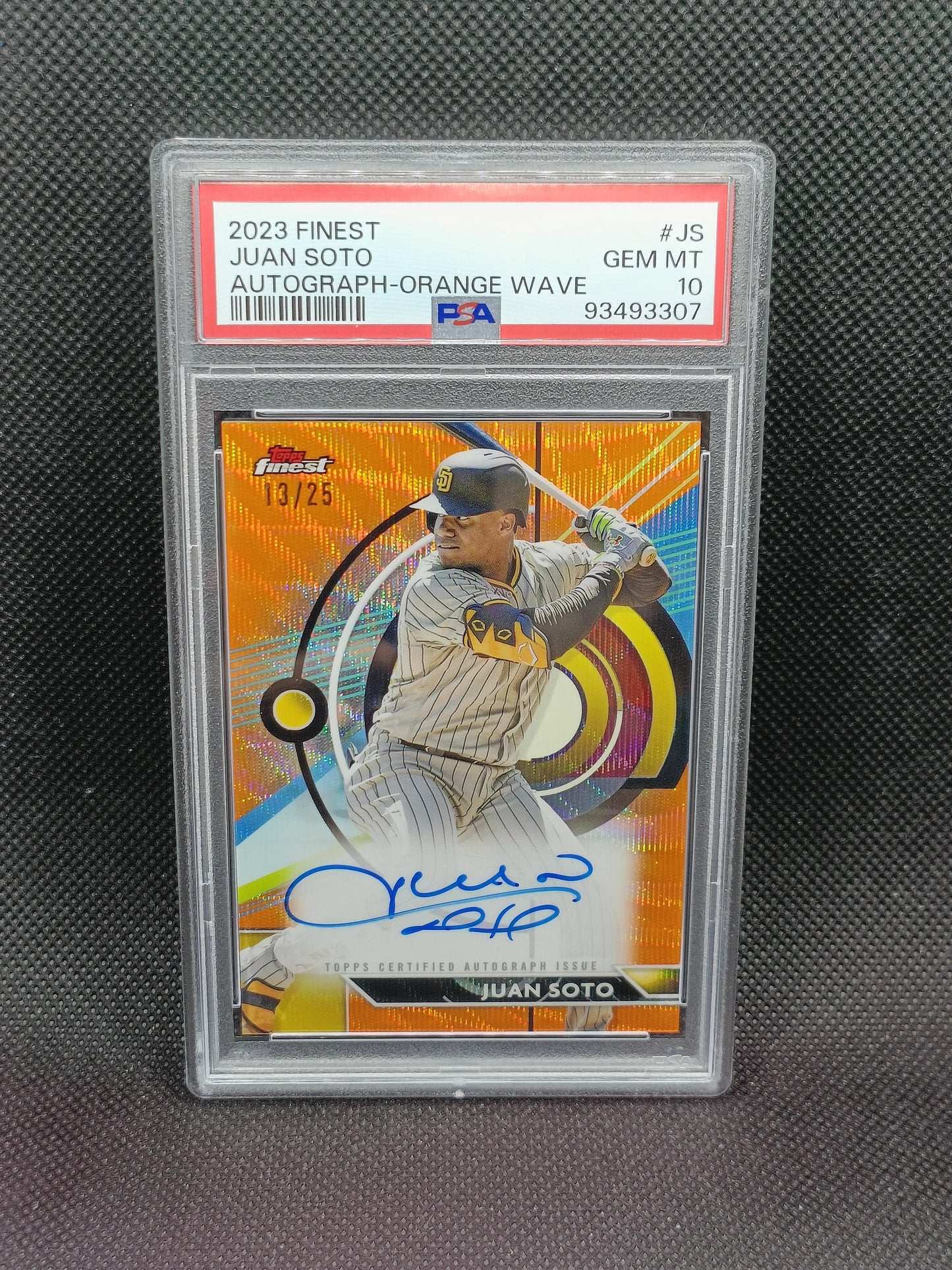 Juan Soto - 2023 Topps Finest Auto Orange Wave /25 - PSA 10 - San Diego Padres