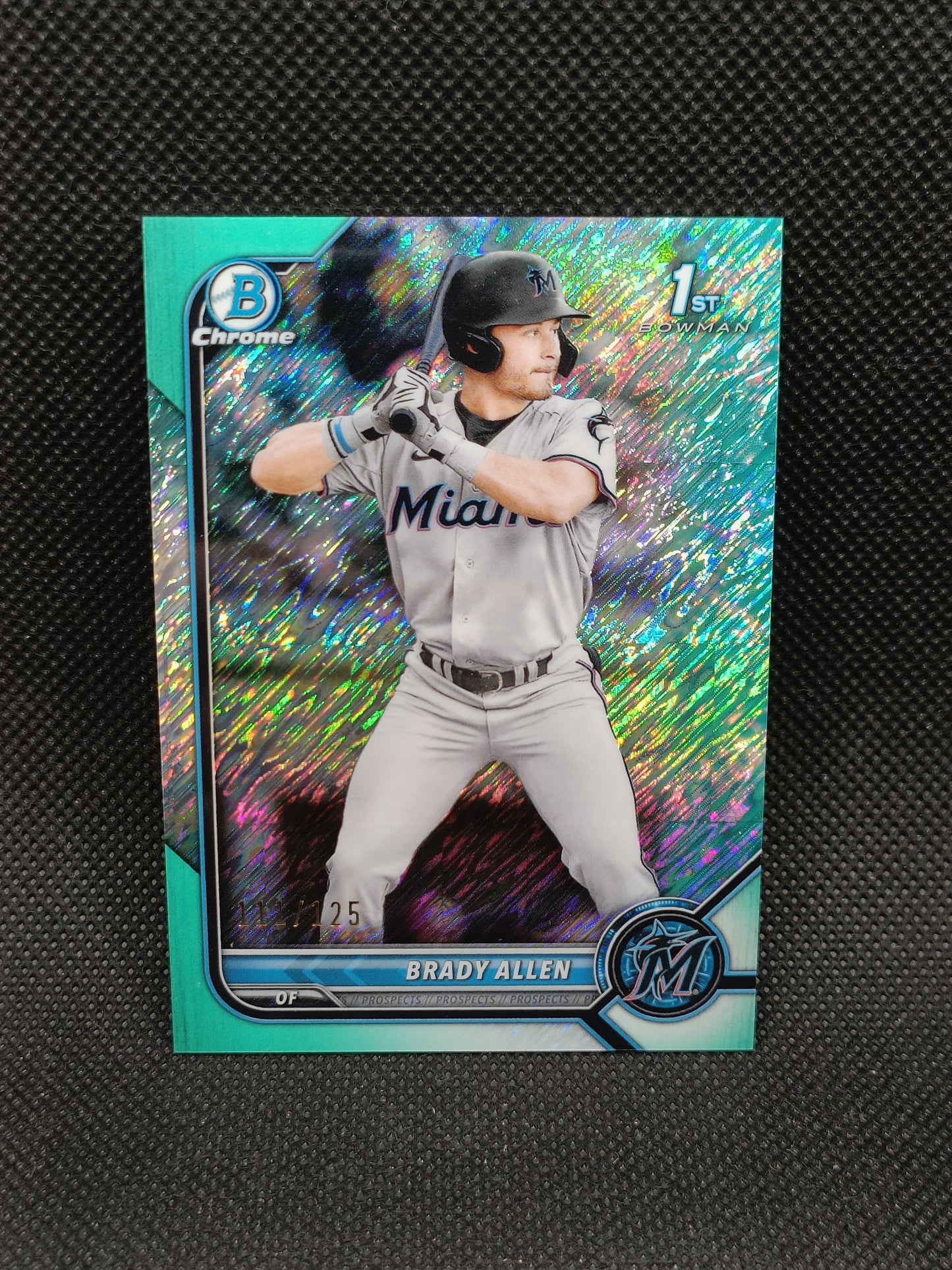 Brady Allen - 2022 Bowman Chrome 1st Bowman Aqua Shimmer Refractor /125 - Miami Marlins