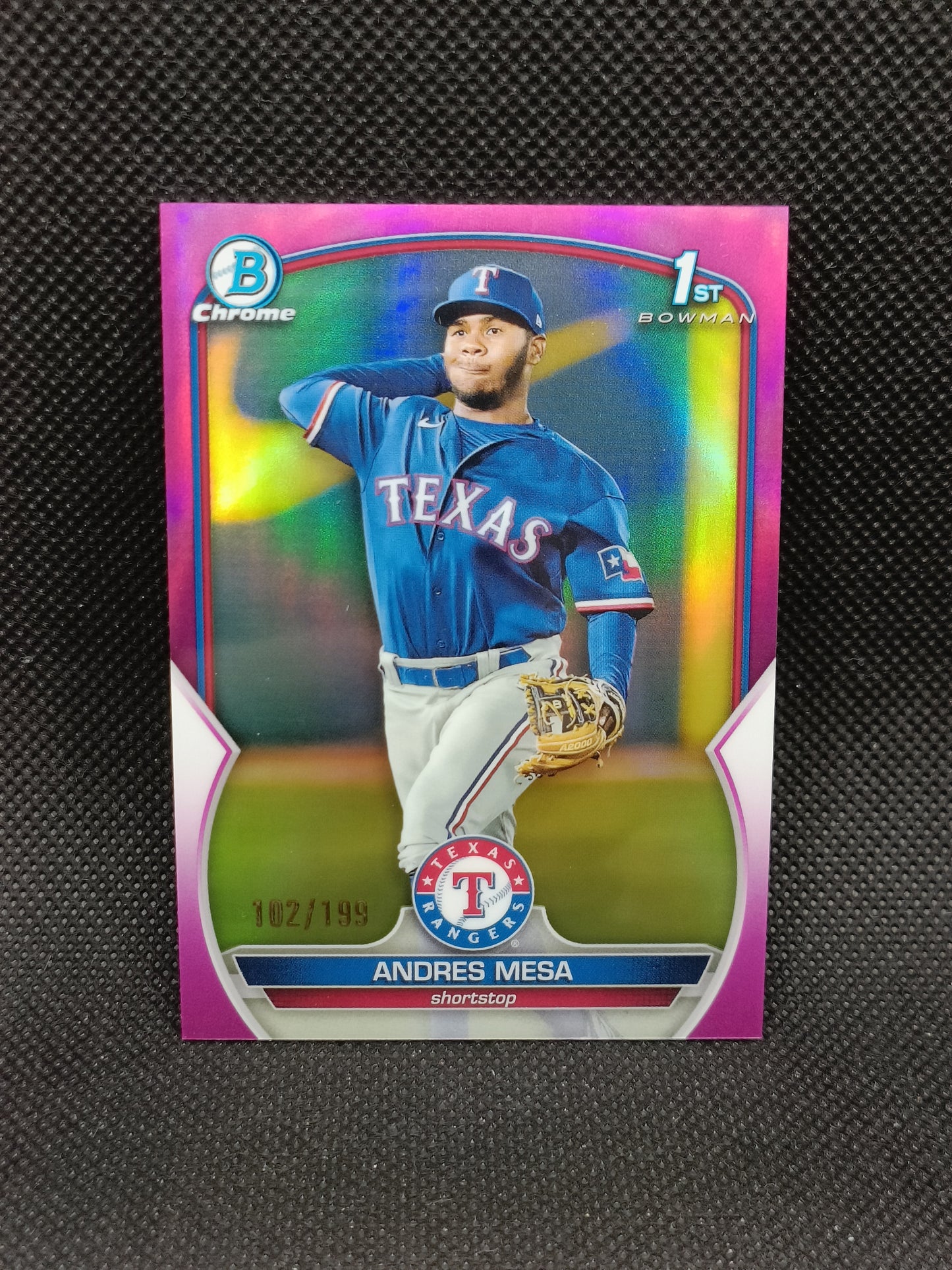 Andres Mesa - 2023 Bowman Chrome 1st Bowman Fuschia Refractor /199 - Texas Rangers